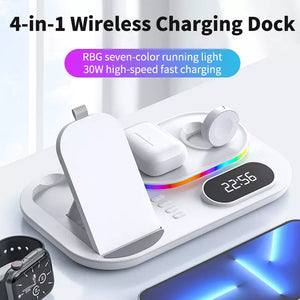 Wireless Fast Charger with Time Display Dock Station