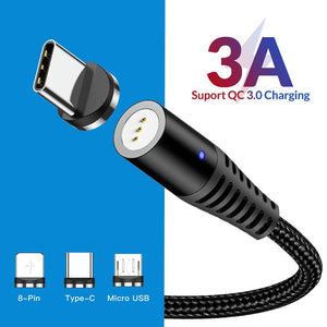 3-in-1 Magnetic Fast Charging USB Cable for IOS Android Type-c