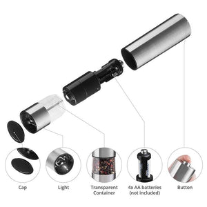 Pack of two Stainless Steel Electric Pepper and Salt Spice Grinder Set