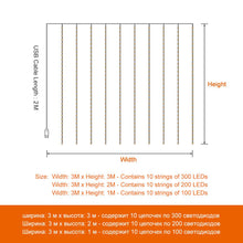 3M LED Curtain Garland USB String Light