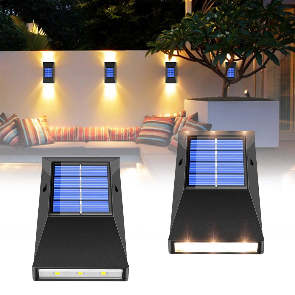2pcs LED Outdoor Solar Powered Lamps Wall Lamps
