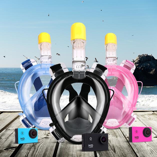 Full-Face Snorkelling Mask - Three Colours & Two Sizes Available & Option to incl. Underwater Camera