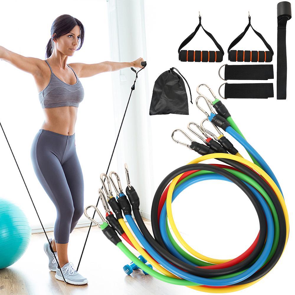 11 Pcs Fitness Pull Rope Latex Resistance Bands Body Fitness Equipment for Home Exercise - Groupy Buy