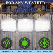Solar Powered Three Head Motion Sensor Outdoor Solar Light 270 ° Wide Angle Wall Remote Lamp