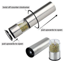 Pack of two Stainless Steel Electric Pepper and Salt Spice Grinder Set