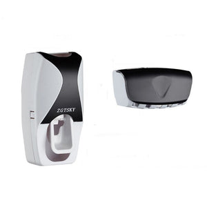 Wall Mount Automatic Toothpaste Dispenser and Toothbrush Holder Set