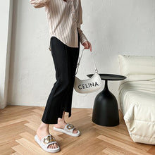 Women's Metallic Link Chains Flat Slippers