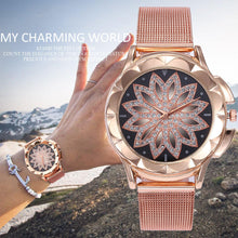 Rose Gold Flower Rhinestone Watch