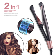 2-In-1 Curling And Straightening Twisted Spiral Hair Iron With LCD Display