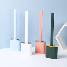 Silicone Flat Head Flexible Soft Toilet Brush with Base
