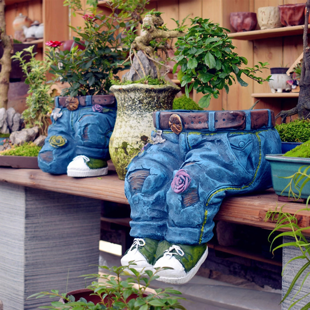 Denim Jeans Resin Flower Pot