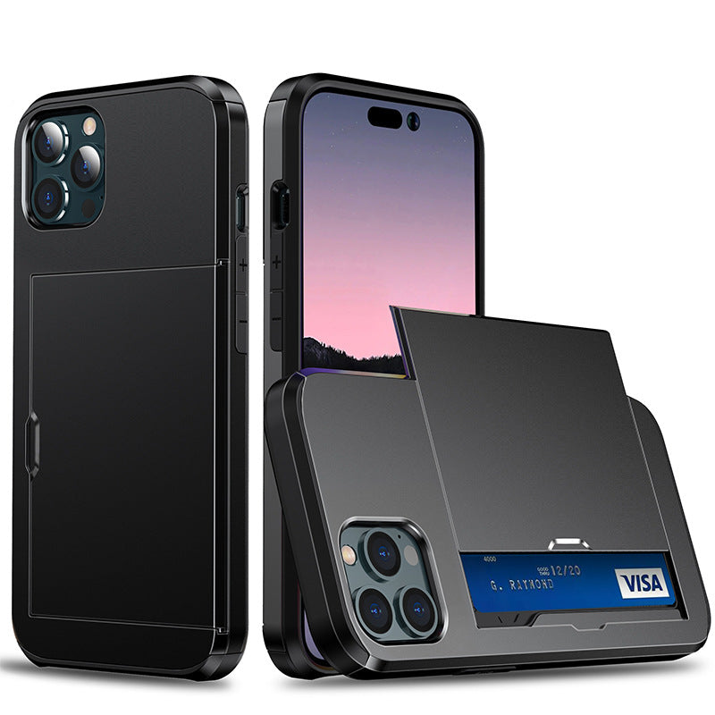 Slide Flip Phone Protective Case with  Credit Card Holders