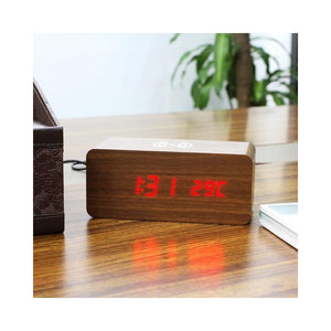 Dual Powered Wooden Wireless Qi Charging LED Alarm Clock- Battery/USB Powered_3