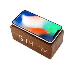 Dual Powered Wooden Wireless Qi Charging LED Alarm Clock- Battery/USB Powered_1