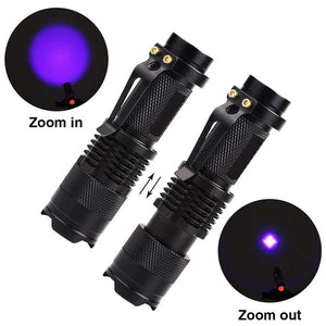 Mini LED Zoomable UV Flashlight Ultraviolet Flashlight Black Light Fake Bill and Urine Stain Detector- Battery Operated_9