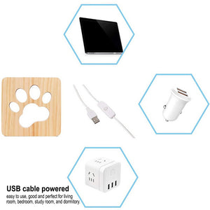 USB Plugged-in Wooden Dag Paw Print LED Night Decorative Lamp_5
