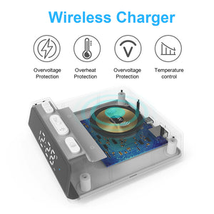 Digital Alarm Clock with Wireless Charger for QI Devices- USB Powered_11