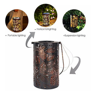 Outdoor Decorative Retro Leaf-Shadow Solar Powered Lantern_4