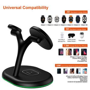 3-in-1 Magnetic Wireless Charging Station 15W Mag-Safe- USB Power Supply_4