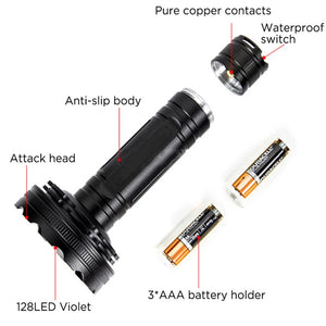 Battery Operated 128 UV LED Flashlight Pet Urine Detector_11