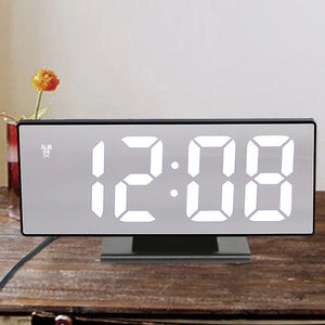 USB Plugged-in Digital Display LED Mirror Alarm Table Clock_7