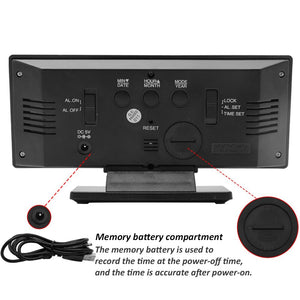 USB Plugged-in Digital Display LED Mirror Alarm Table Clock_6