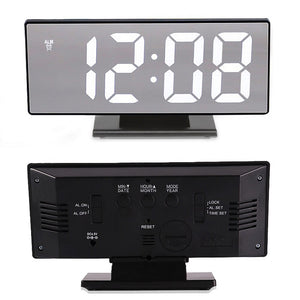 USB Plugged-in Digital Display LED Mirror Alarm Table Clock_1