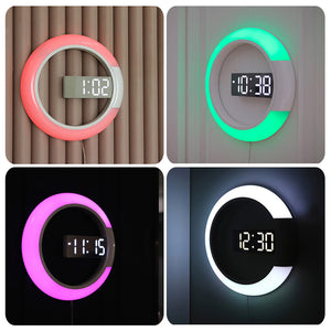 USB Plugged-in 3D LED Wall Clock Digital Alarm Clock and Lamp_13