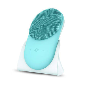 USB Rechargeable Electric Silicone Facial Brush Heated Massager