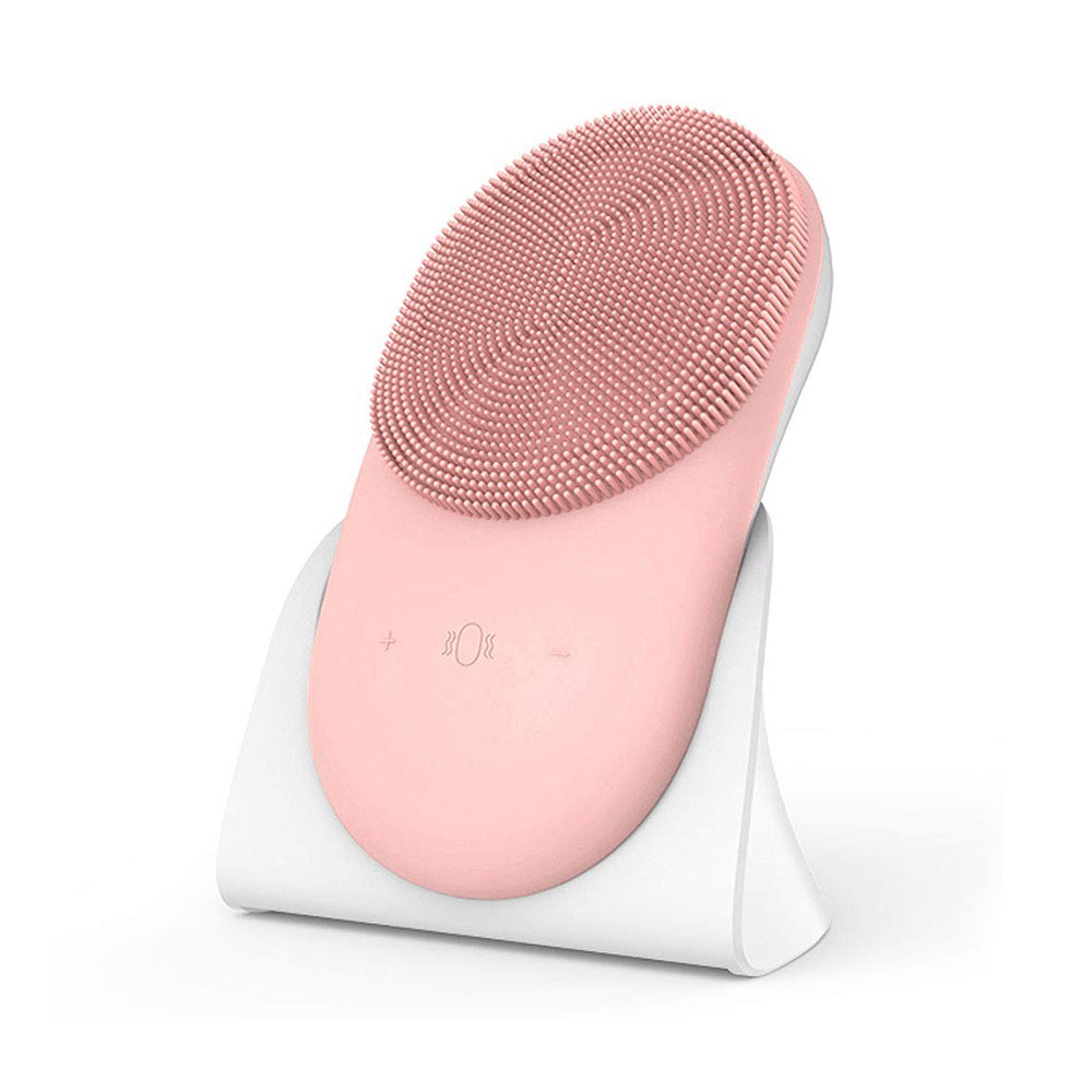 USB Rechargeable Electric Silicone Facial Brush Heated Massager