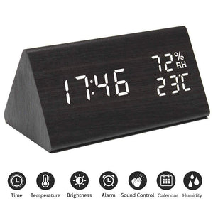 USB Wooden Digital Clock with Humidity and Temperature Display_6