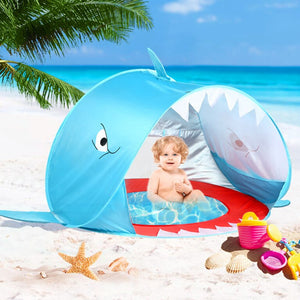 Baby Beach Shark Tent with Shallow Dipping Pool