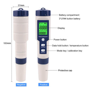 5 in 1 High Accuracy Digital Pen pH Tester for Water_4