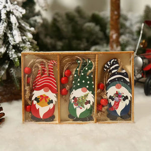 Christmas Wooden Gnome Ornaments Cute Hanging Pendants_4