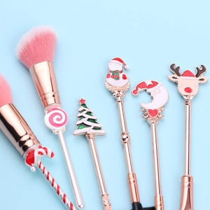 Holiday Christmas Makeup Brushes Set with Drawstring Bag_1