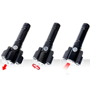 LED Three Lamp Head Portable Flash Light-USB Rechargeable_5