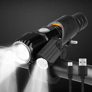 LED Three Lamp Head Portable Flash Light-USB Rechargeable_8