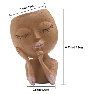 Unique Face Planters Pot for Indoor Outdoor Plants with Drainage Hole_4