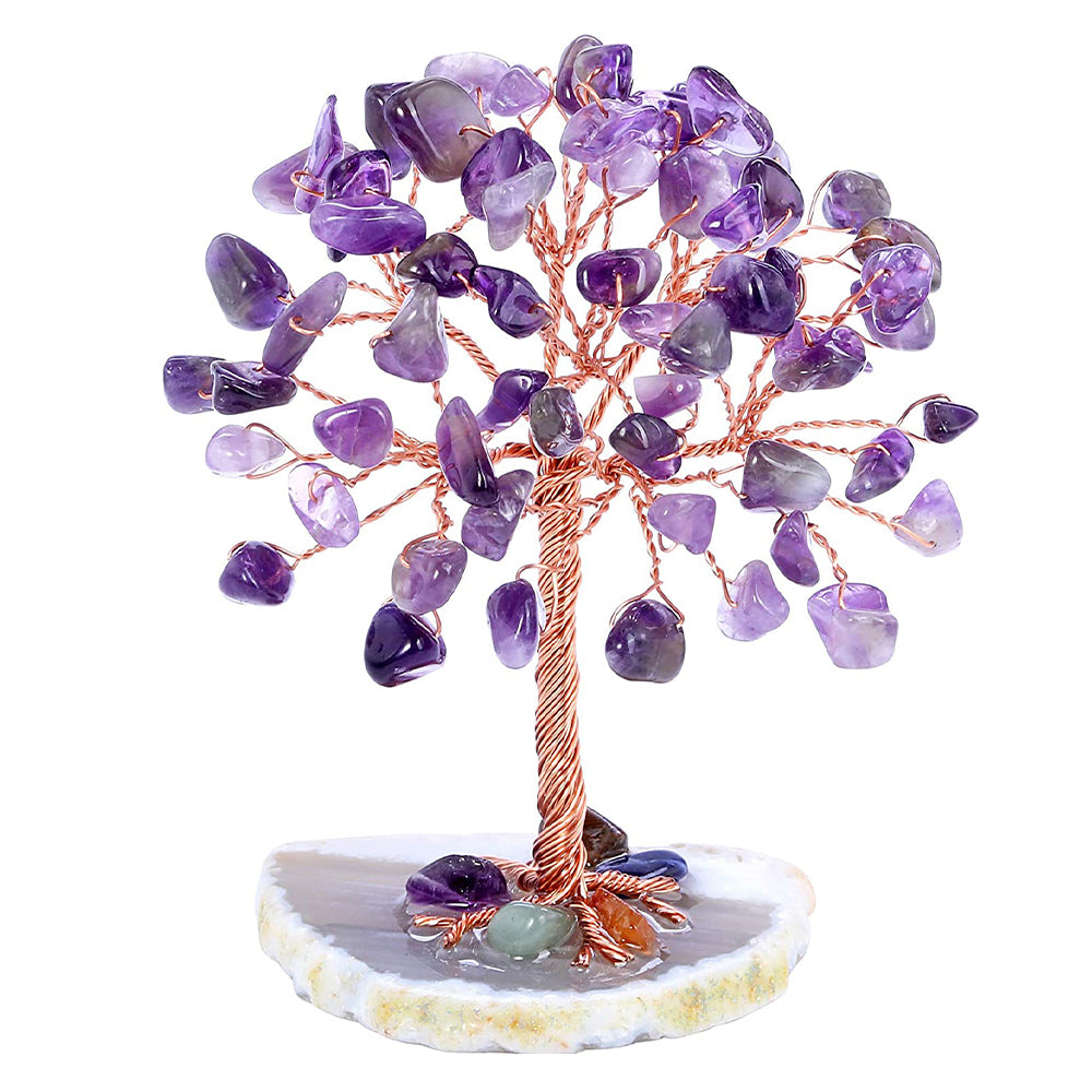Healing Crystal Tree on Agate Slice Base Money Tree