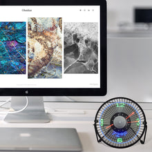 Small Desk Fan with Clock and Temperature Display -USB Plugged-in_3