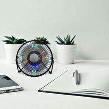 Small Desk Fan with Clock and Temperature Display