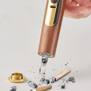 Walnut Wood Mini Car Cigarette Holder and Dust Free Ashtray-USB Rechargeable_10