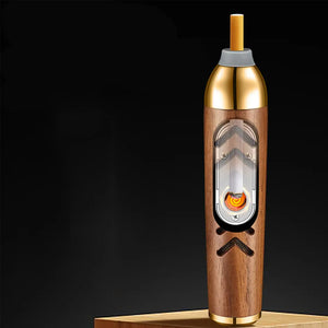 Walnut Wood Mini Car Cigarette Holder and Dust Free Ashtray-USB Rechargeable_6
