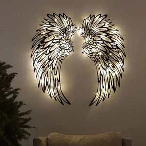 Angel Wings Metal Wall Decor with LED Light -Battery Powered_5