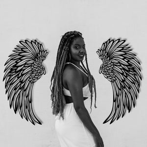 Angel Wings Metal Wall Decor with LED Light -Battery Powered_3