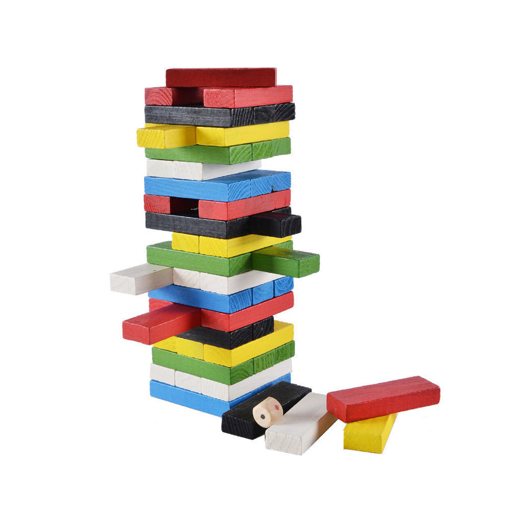 48pcs Colorful Wooden Tumble Tower Deluxe Stacking Game_0
