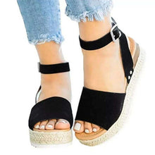 Women Open Toe Ankle Strap Casual Espadrilles Platform Sandals_9