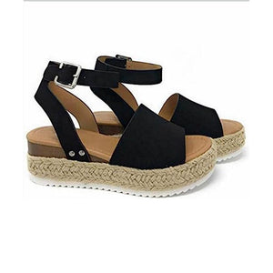 Women Open Toe Ankle Strap Casual Espadrilles Platform Sandals_10