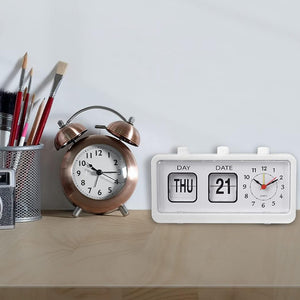Desktop Vintage Flip Clock Mechanical Alarm Clock with Calendar_14