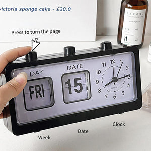 Desktop Vintage Flip Clock Mechanical Alarm Clock with Calendar_15